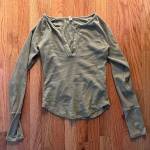 Free People Sage Green Knit Top